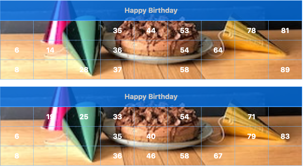 blue birthday cake caps tambola tickets