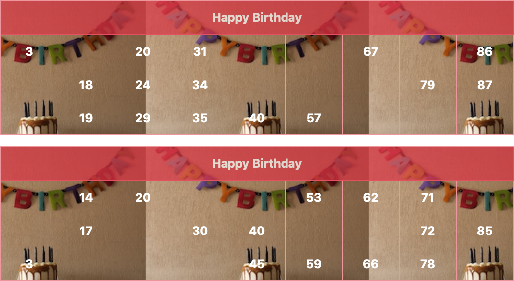 red birthday banner tambola tickets