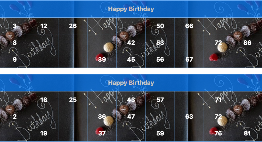 blue birthday chocolate cake tambola tickets