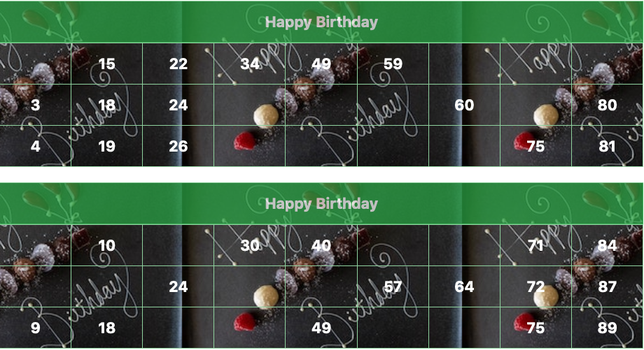 green birthday chocolate cake tambola tickets