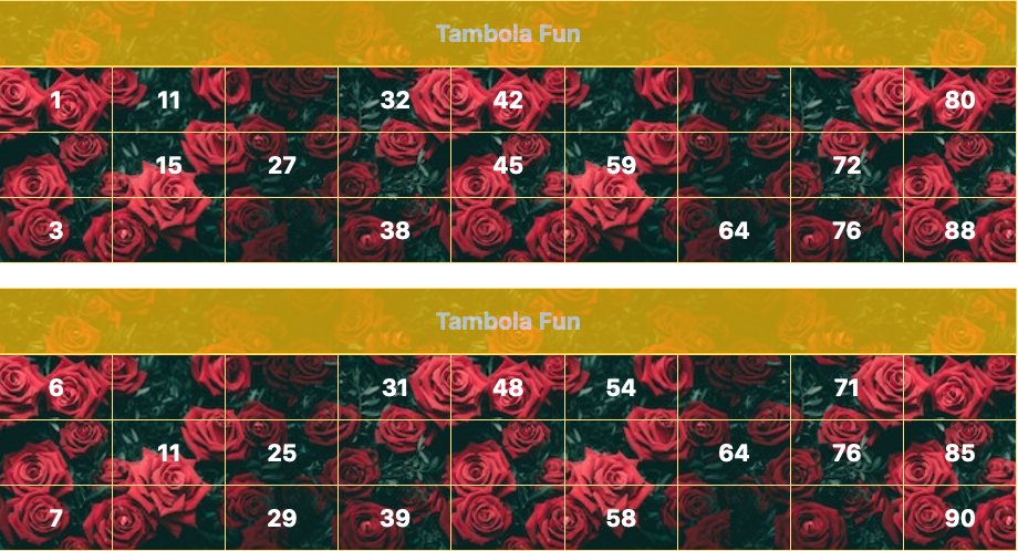 yellow flowers tambola tickets