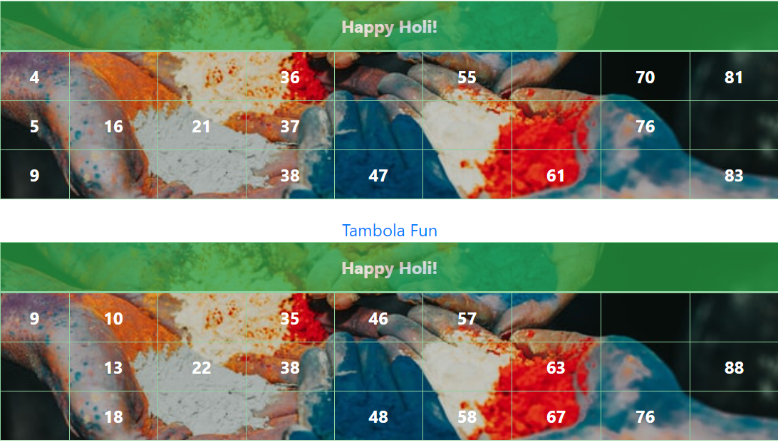 green holi tambola tickets