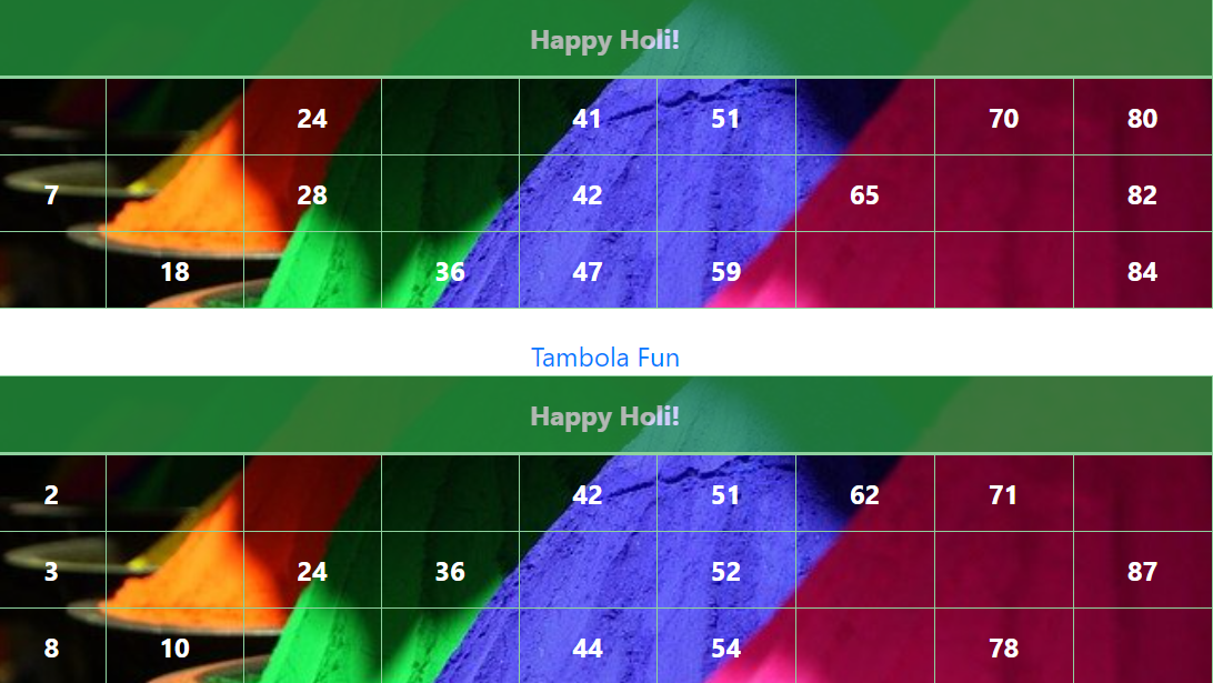 green holi colors tambola tickets