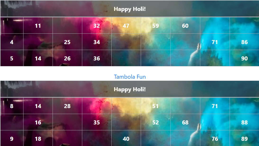 black holi multiple colors tambola tickets