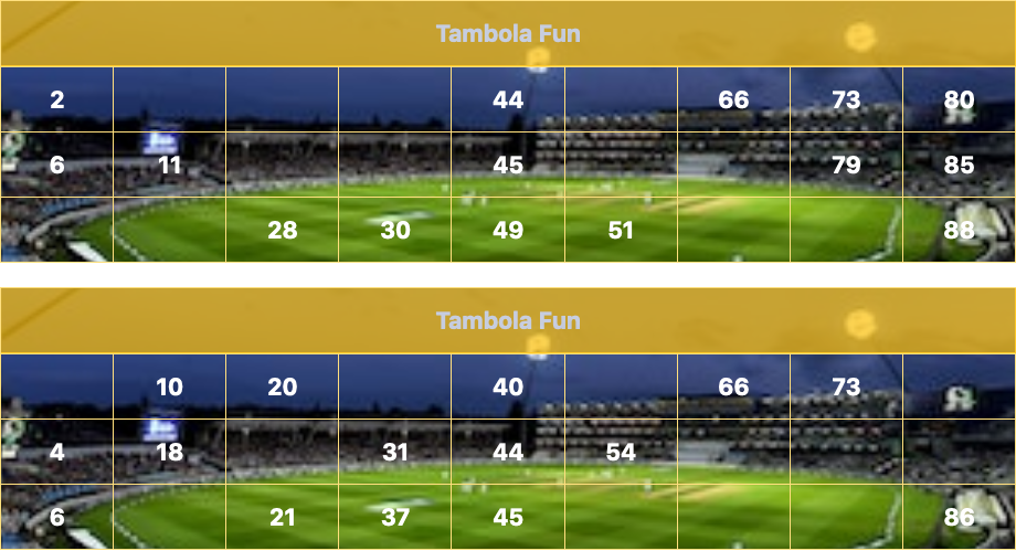 yellow cricket stadium tambola tickets