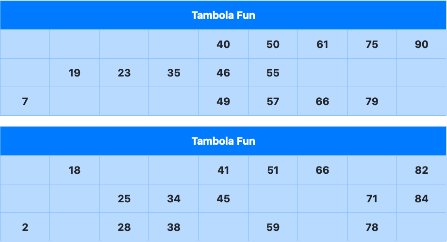 blue standard tambola tickets