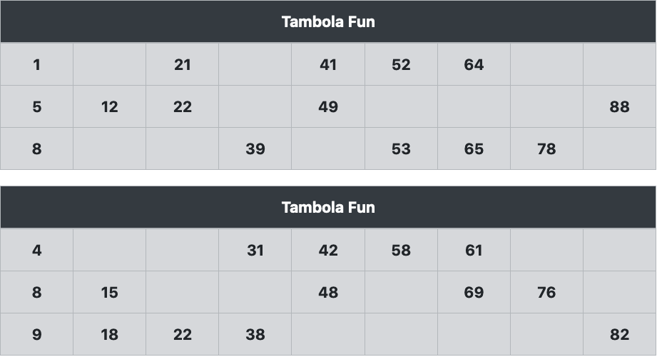 black standard tambola tickets